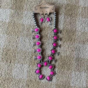 Montana West Pink and Silver Necklace Set